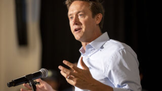 Mike Johnston speaks during a kickoff event for "Yes on Proposition 123," support for a ballot measure that would increase funding for affordable housing in Colorado. Sept. 13, 2022.