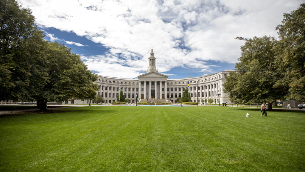Denver's City and County Building seen from Civic Center Park. Sept. 14, 2022.
