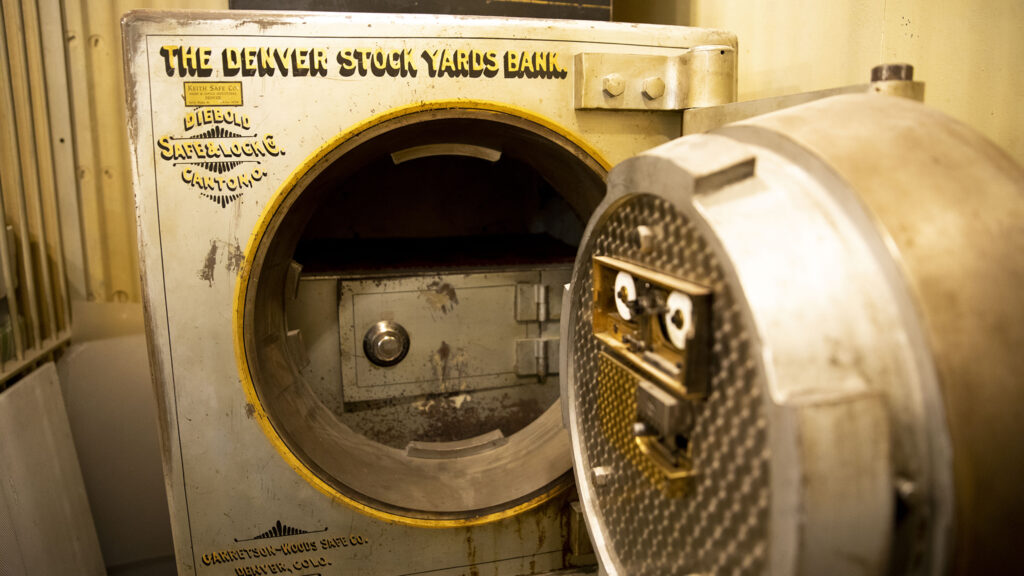 An old safe inside an old safe inside the National Western Center's historic livestock exchange building. Nov. 2, 2022.