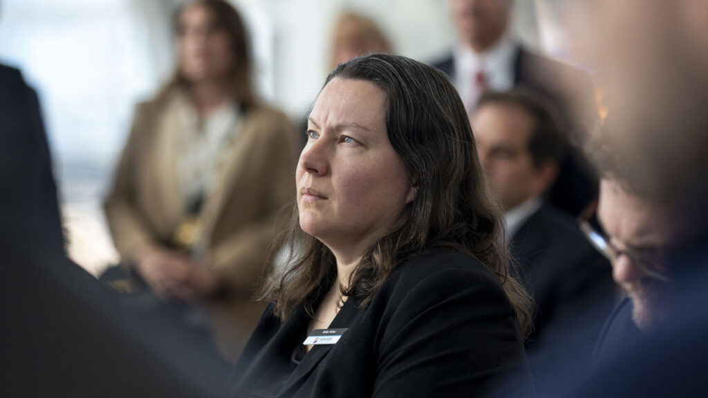 Britta Fisher, Denver's chief housing officer, attends a press conference on public safety at the Colorado Convention Center. Nov. 10, 2022.
