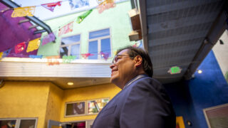 Mayoral candidate Trinidad "Trini" Rodriguez stands in the courtyard of Santa Fe Drive's 910 Arts complex. Nov. 16, 2022.