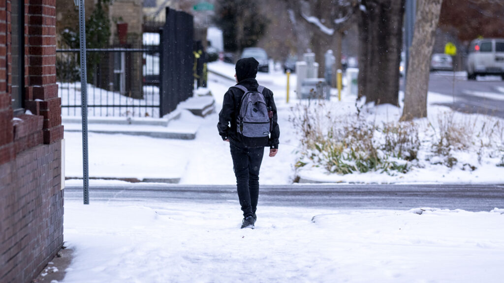 A snowy day over City Park West. Nov. 17, 2022.