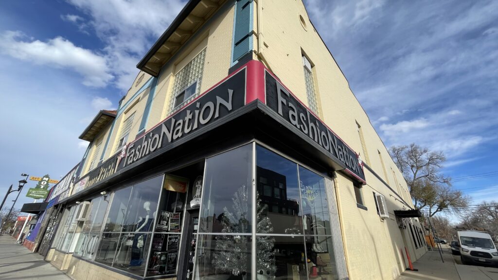 The FashioNation building, on South Broadway, is on the market.