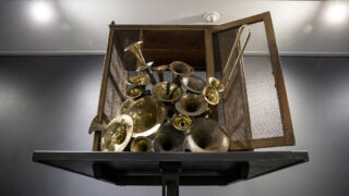 "If Bells Could Talk" by Radcliffe Bailey on display in the "Dirty South" exhibition at the Museum of Contemporary Art Denver. Nov. 29, 2022.