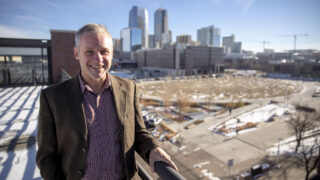 James Walsh on the Auraria Campus, where he teaches. Dec. 1, 2022.