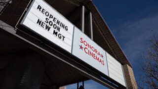 The new Sonora Cinemas marquis at the old Elvis Cinemas location in Arvada on April 10, 2023.