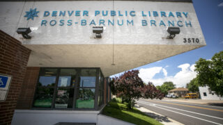 Denver Public Library's Ross-Barnum branch on 1st Avenue. June 22, 2023.
