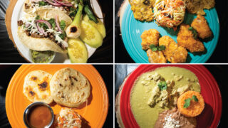 Clockwise from top-left: Tacos de asada, cadara, pipian and papusas ready to eat in Comal Heritage Food Incubator's new location by the RiNo Art Park. June 28, 2023.