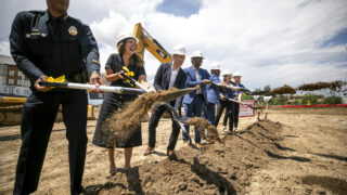 A groundbreaking ceremony for the Holly38 development in Northeast Park Hill. June 29, 2023.