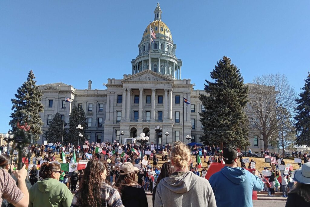 ICE protestors in front of Colorado Capitol
