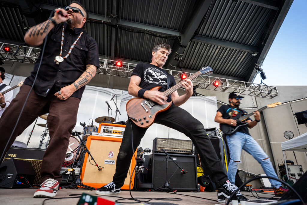 Dead Pioneers’ Greg Deal, Abe Brennan and Josh Rivera, from left, at Indieverse