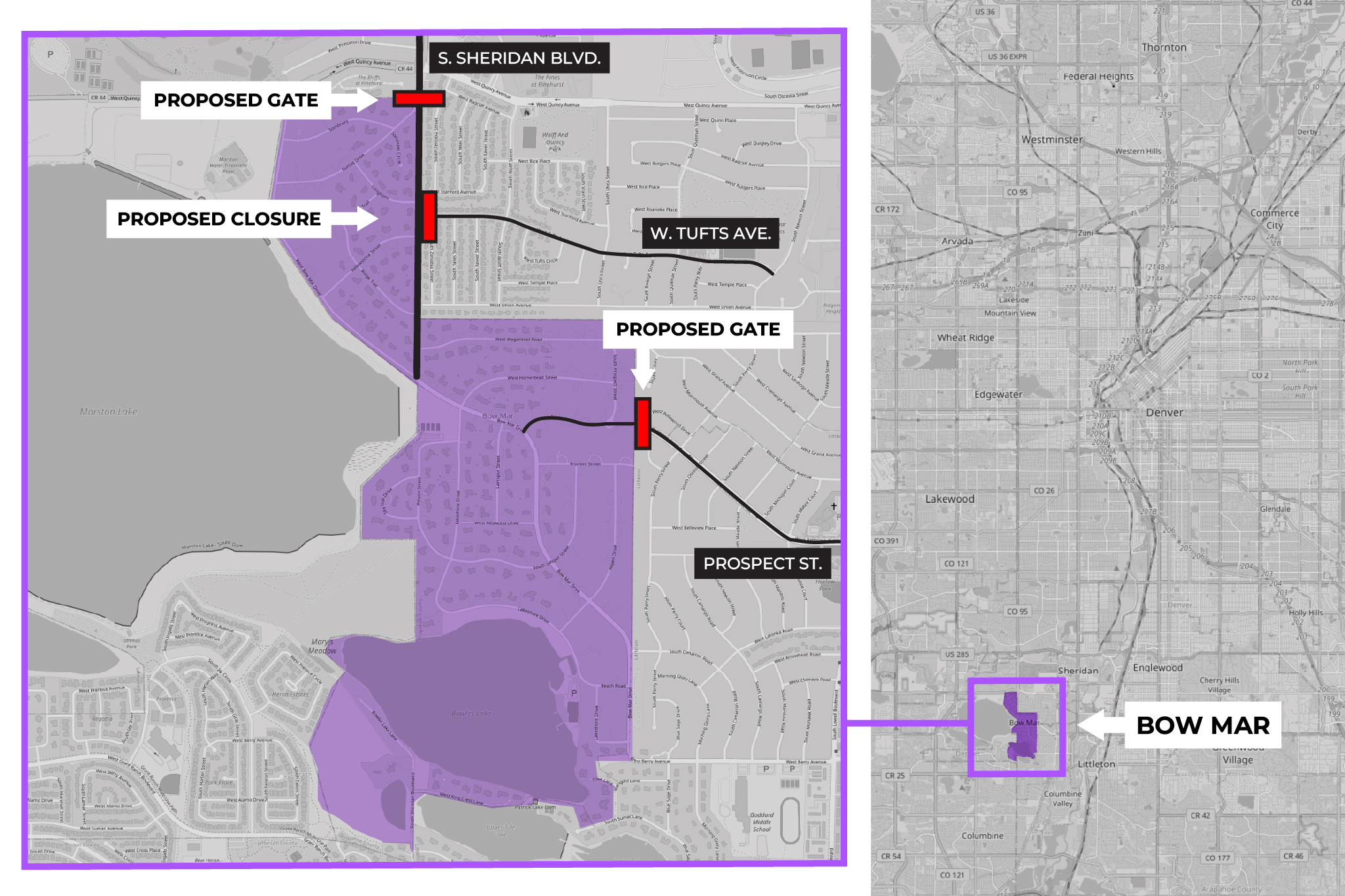 Bow Mar moves to install gates on Sheridan Boulevard, drawing criticism from Denver and Littleton