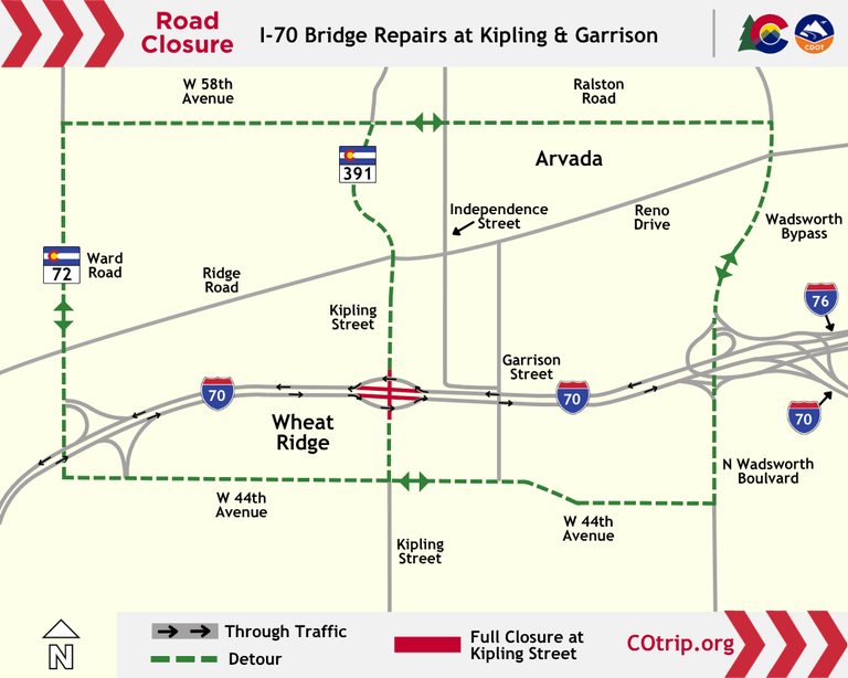 Full closures of I-70 planned in Wheat Ridge for two weekends